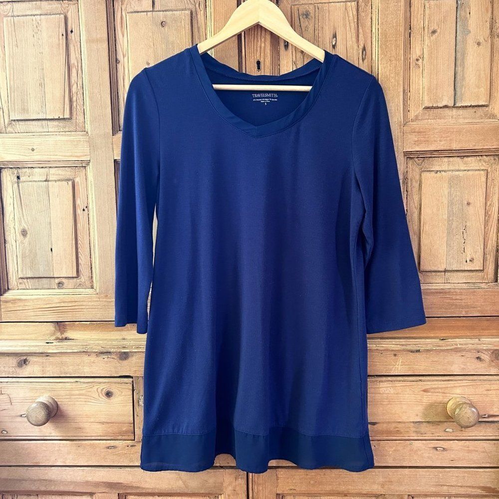 Women's Travelsmith Navy Blue V-Neck‎ Tunic Top